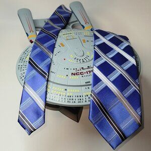 MICHAEL KORS Silk Tie Blue and Silver Striped T-13